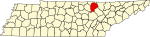 Map of Tennessee highlighting Fentress County